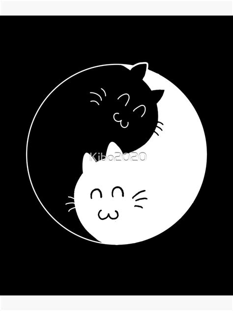 Cats Yin Yang Harmony Cute Black And White Art Print By Kibo2020