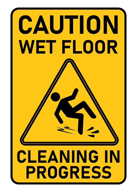 Caution Wet Floor Slippery After Cleaning Yellow Printable Sign