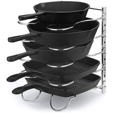 Caxxa Heavy Duty Pan Rack Pot Lid Rack Kitchen Cabinet Pantry Cookware Organizer Rack Holder