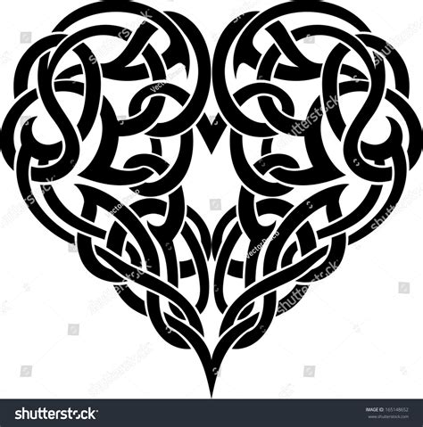 Celtic Heart Tattoo Ornate Stock Vector Illustration 165148652