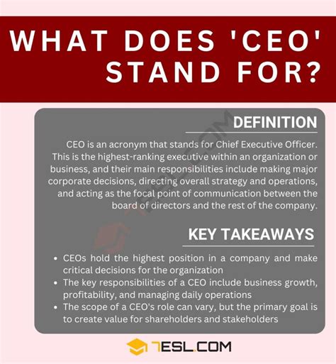 Ceo Meaning What Does Ceo Stand For 7Esl