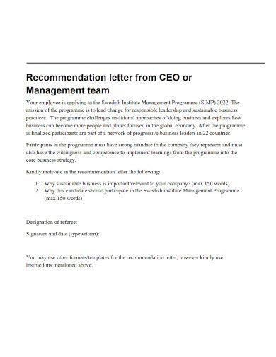 Ceo Reference Letter Examples How To Write Pdf