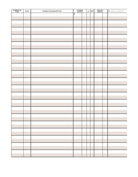 Free Printable Check Register Template