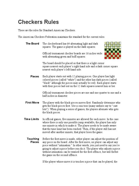 Checkers Rules Pdf Traditional Board Games Competitive Games