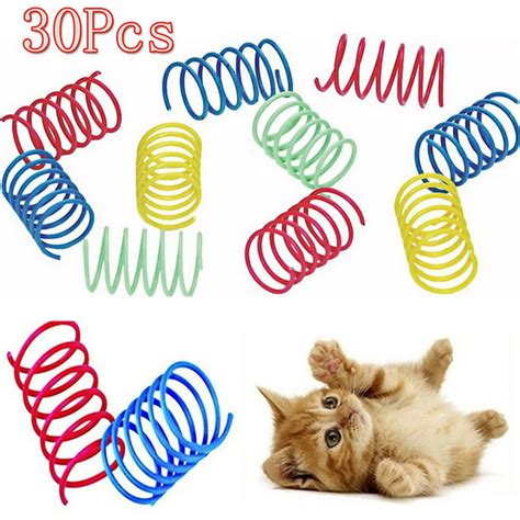 Cheers Us 30Pcs Cat Spring Toy Cat Kittens Toys Plastic Coil Spiral