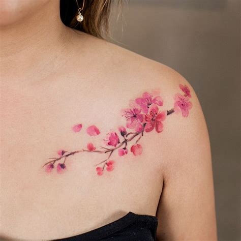 Cherry Blossom Branch For Shoulder Cherryblossom Tattoo Designs And