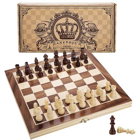 Chess Set Wooden Chess Gift Foldable Chess Board Travel Chess Board