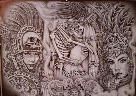 Chicano Tattoo Designs Tattoovoorbeeld Aztec Drawing Chicano Art