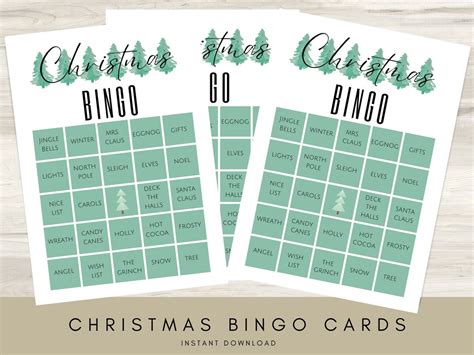 Christmas Bingo Game Printable Party Game Family Fun Holiday Game Canva Template Holiday Party