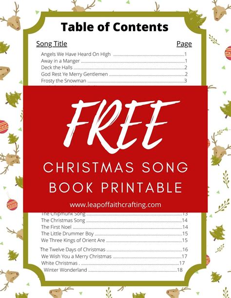 Christmas Carol Lyrics Printable Booklet