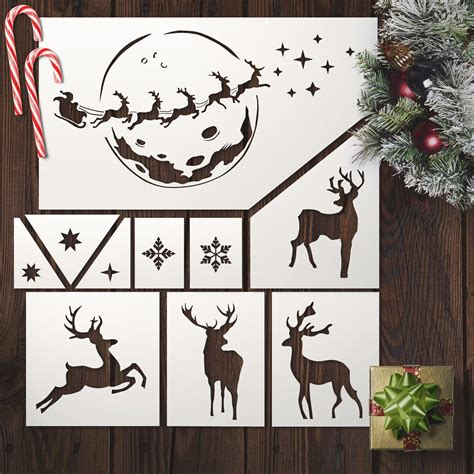 Christmas Deer Stencils Kit For Window Decoration Christmas Stencils