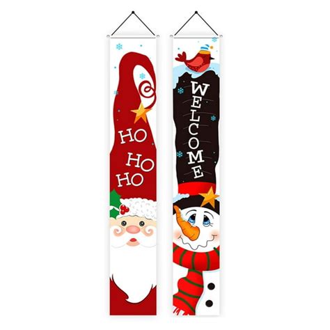 Christmas Door Hanging Banner With Pattern Santa Claus Gift Banner For