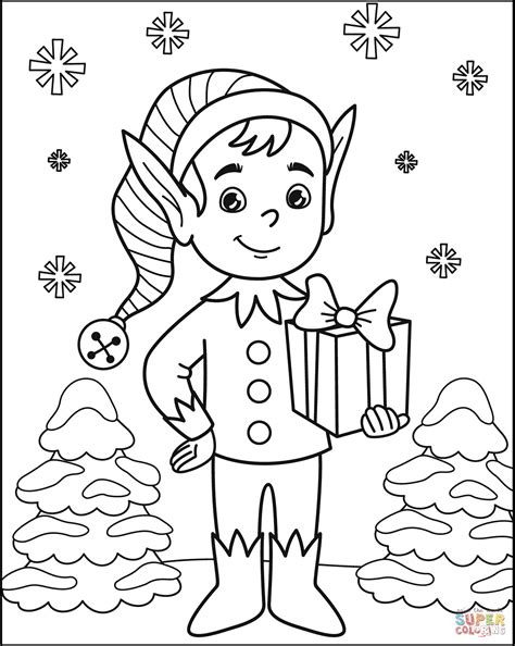 Christmas Elf Coloring Page Free Printable Coloring Pages