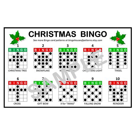 Christmas Holiday Bingo Card Patterns For Really Fun Bingo Games Bingo Cards Etsy