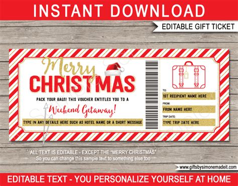 Christmas Hotel Reservation Gift Vouchers Template Weekend Getaway