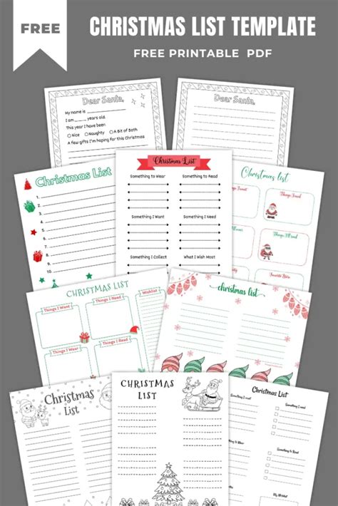 Christmas List Templates 15 Free Printable Pdfs