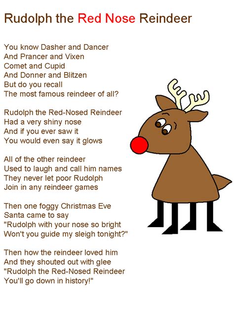 Christmas Lyrics Rudolph The Red Nosed Reindeer Song Tpt