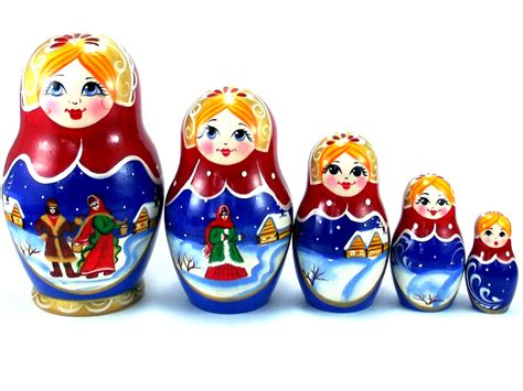 Christmas Nesting Dolls 5 Pcs Russian Matryoshka Doll Babushka