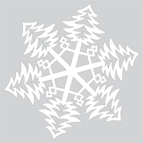 Christmas Snowflake Template Paper Snowflake With Bushy Christmas