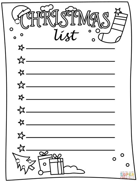 Christmas Wish List Coloring Page Thousand Of The Best Printable