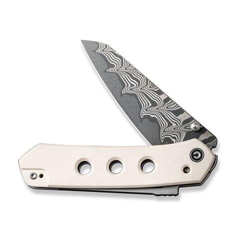 Civivi Vision Fg Thumb Stud Knife G10 Handle Damascus Blade