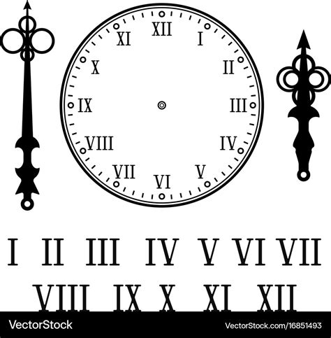 Clock With Roman Numerals With Numbers Hour And Vector Image