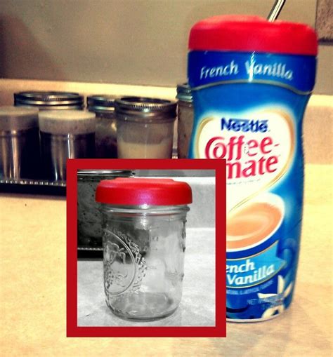 Coffee Mate Lid Recycled To A Regular Mouth Mason Jar Lid With A Small Covered Pour Whole Many