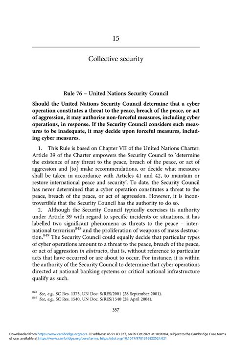 Collective Security Tallinn Manual 15 Collective Security Rule 76 United Nations Security