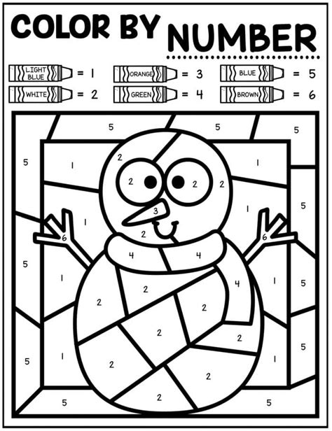 Color By Number Winter Coloring Pages