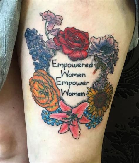 Colorful Women Empower Floral Thigh Tattoo Pic By Fat Lawrence Blurmark