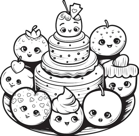 Coloring Book Various Cakes 1 Royalty Free Vector Image