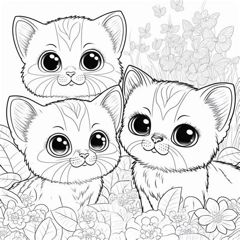 Printable Coloring Pages of Adorable Kittens