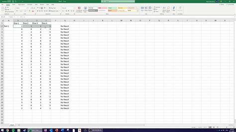 Combinatorics Using Excel To Simulate Dice Roll Results Youtube