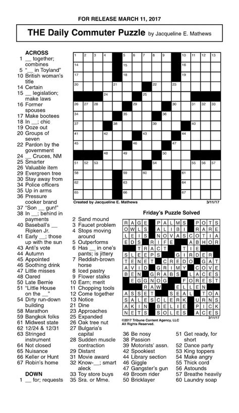 Commuter Crossword Printable Fun on the Daily Grind