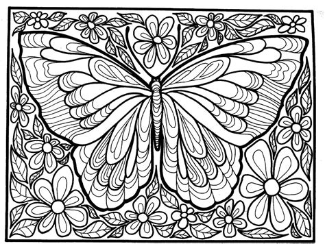 Complex Coloring Of A Large Butterfly Surrounded By Flowers Butterflies Amp Insects Coloring