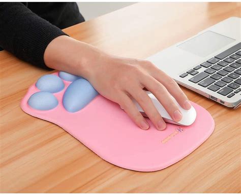 Computer Mousepad Wrist Support Rest Unique Cute Cat Paw Ergonomic Mouse Pad Non Slip Pu Base