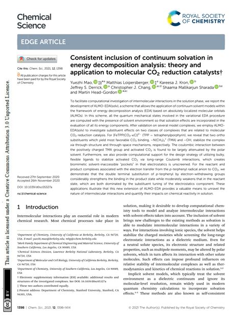 Consistent Inclusion Of Continuum Solvation In Energy Decomposition