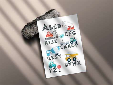 Construction Vehicle Alphabet Numbers Print Set Of 6 Etsy