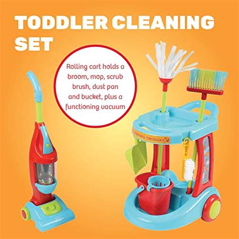 Constructive Playthings Kids Vacuum Cleaner Toy 6 Piece Playset Ages 3