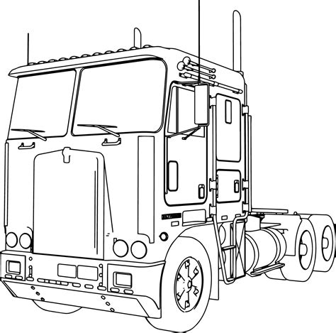 Cool Kenworth K100 Long Trailer Truck Coloring Page Truck Coloring