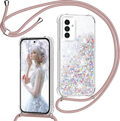 Coque Pour Samsung Galaxy A14 5G 4G Avec Cordon Paillette Liquide Tui