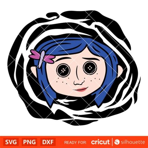 Coraline Head Svg Coraline Button Eyes Svg Halloween Svg Horror Svg