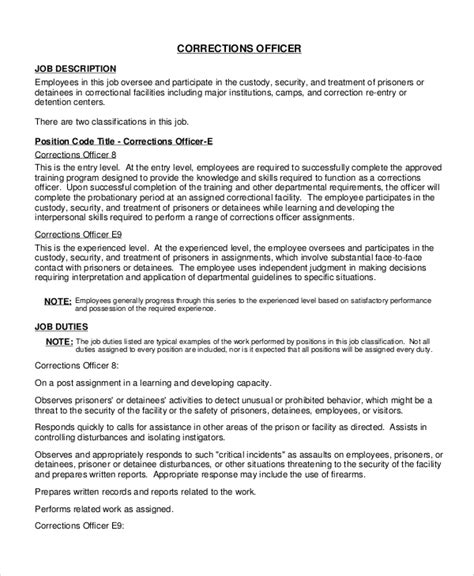 Corrections Officer Job Description Template