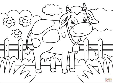 5 Cute Cow Coloring Pages Printable for Kids