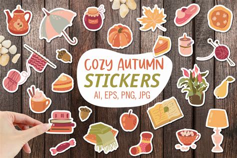 Cozy Autumn Printable Stickers Cricut Graphic By Helgakov Creative