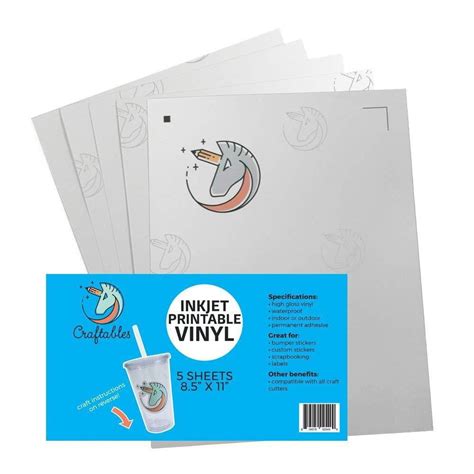 Craftables Waterproof Inkjet Sticker Paper 5 Sheets Printable