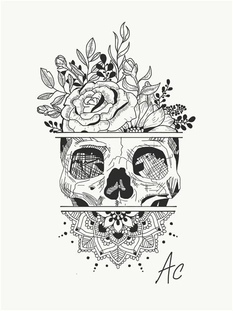 Creating Tattoo Idea Skull Flowers Mandala Insta Amylquise