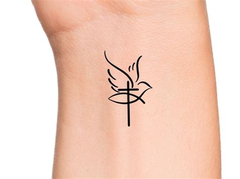 Cross Dove Jesus Fish Faith Temporary Tattoo Religious Tattoo Etsy