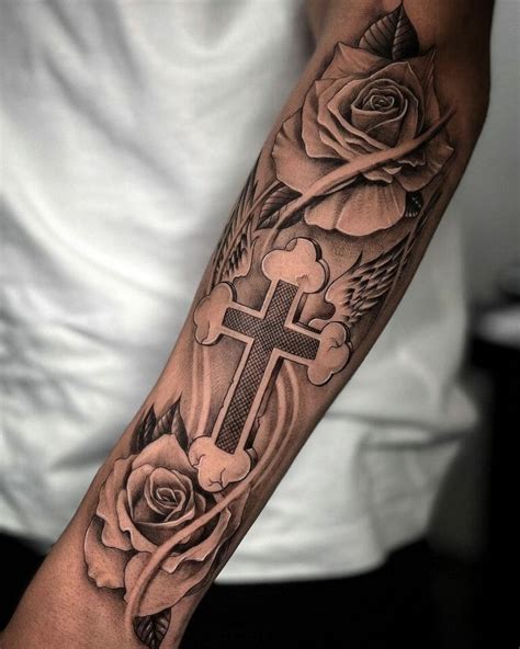 Cross Forearm Tattoo Designs for Men and Women