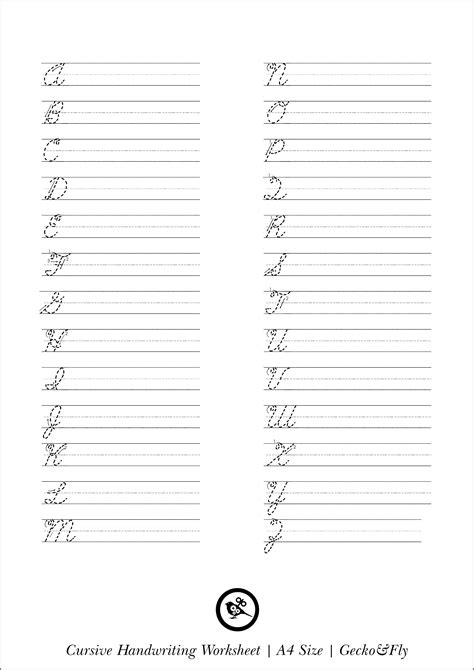 10 Free Cursive Letters Printable Sheets